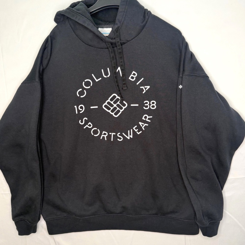 Columbia Sportswear 1938 Logo Pullover Sweatshirt Women's Large Black Fleece